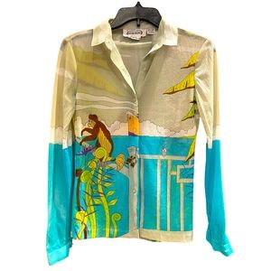 Rare VTG WAYNE ROGERS Tropical Cruise Top Small